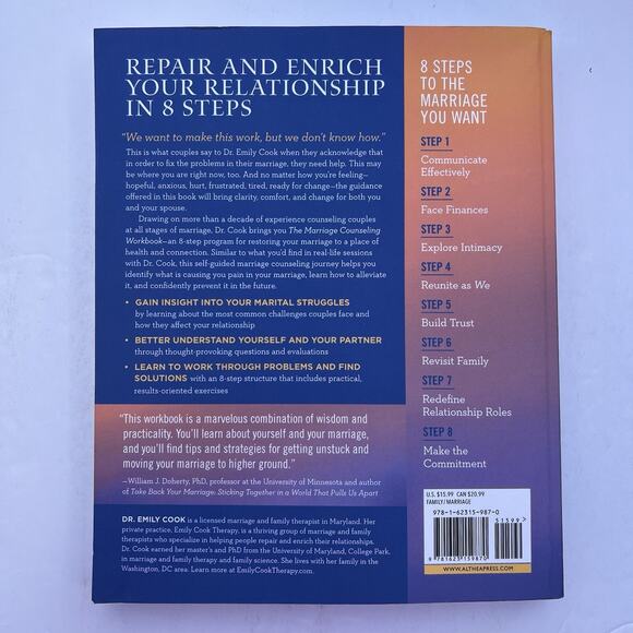 Marriage Counseling Workbook Emily Cook Paperback 8 Steps to a Strong and Lastin - Picture 6 of 7
